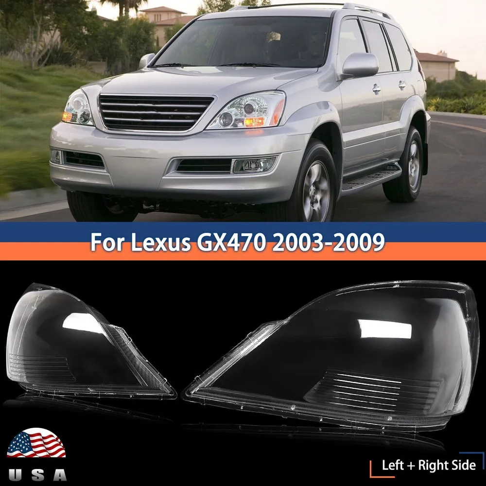 Headlight Lens Clear Shade For Lexus GX470 2003-2009 Headlamp Cover Left Right Side Lamps Shell DRL Signal Light Lampshade