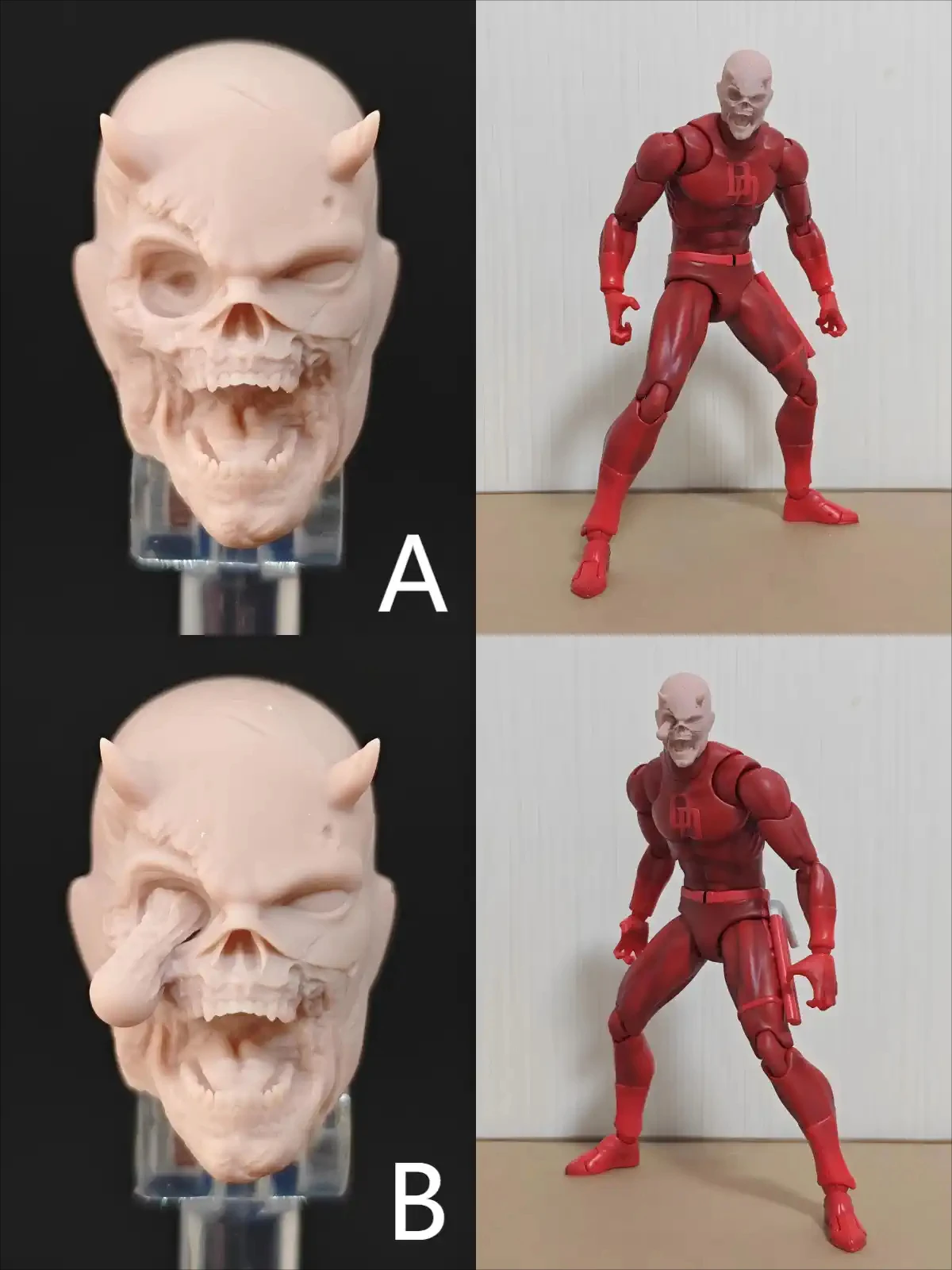 bm23422 bm23435 bm23418 1/12 V12 Zombie Daredevil Rafael Grampa DD Matt Murdock Unpainted Head Carving For 6in Action Figures