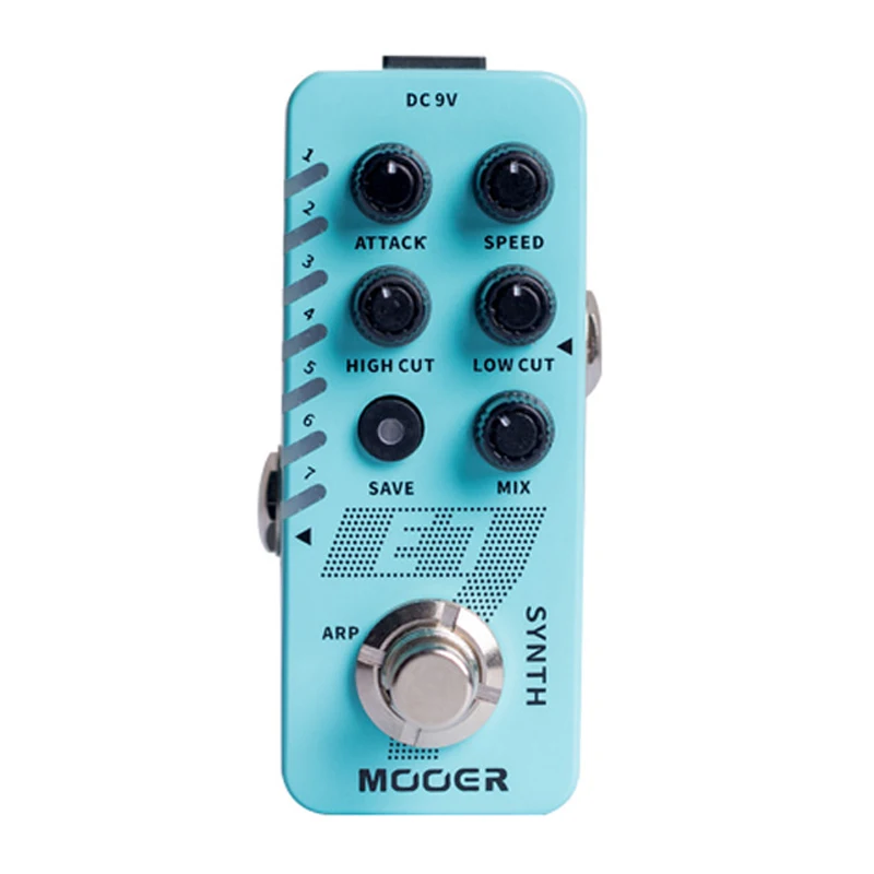 MOOER Polyphonic Guitar Synth Pedal Processor E7 Custom Synthesizer Tones 7 Modes High Low Frequency with Individual Arpeggiator