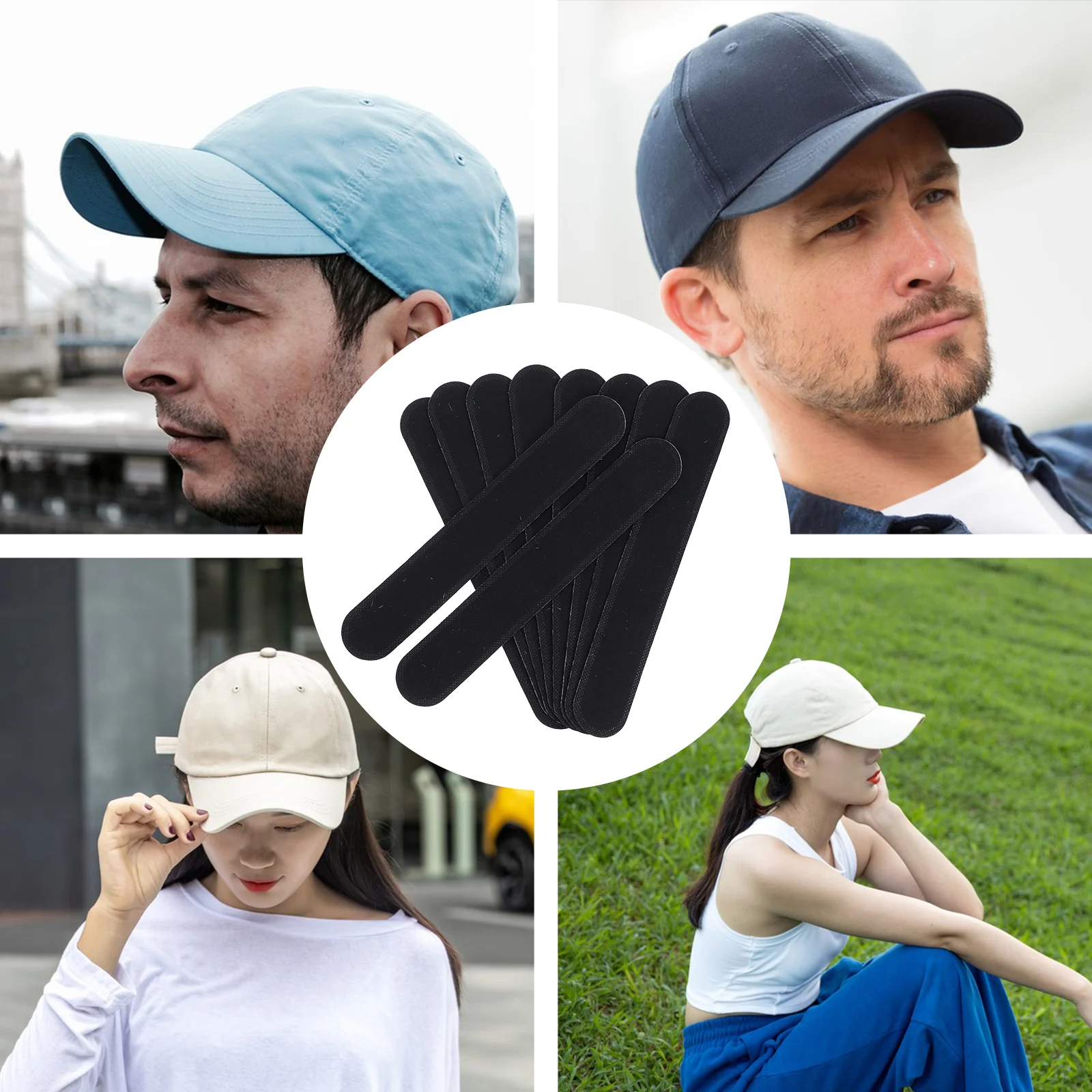 

30 Pcs Sweat Pad Hat Accessories Stains Pads Hats Cushion Absorbent Sweatband Golf Has Adhesive Tape