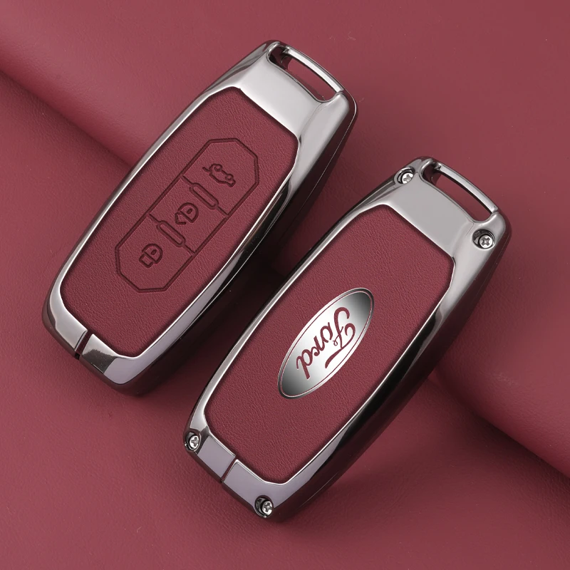 Zinc Alloy Car 3 Buttons Key Case Cover Protector Shell For Ford Territory 2019 2020 2021 2022 2023 2024 Smart Keyless Accessory