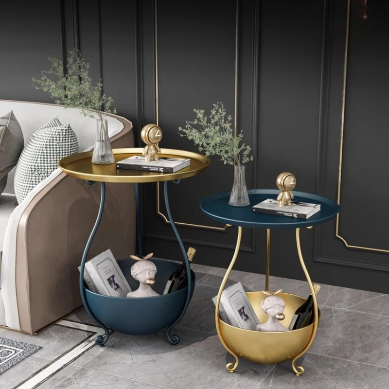 Scandinavian Nesting Coffee Table Modern Round Side Table with Storage Space-Saving End Table