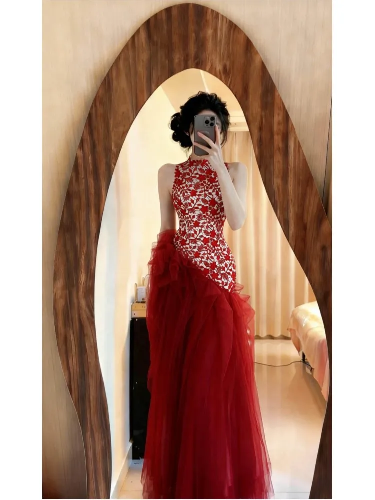

New Chinese-style dress engagement for women morning gown bride's toasting heavy lace hip-hugging