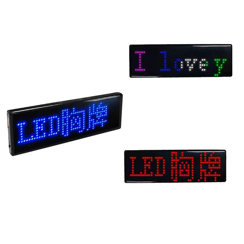 Multilingual LED Digital Badge USB Rechargeable DIY Programmable Text Name Badge Scrolling Tag Sign Module Display