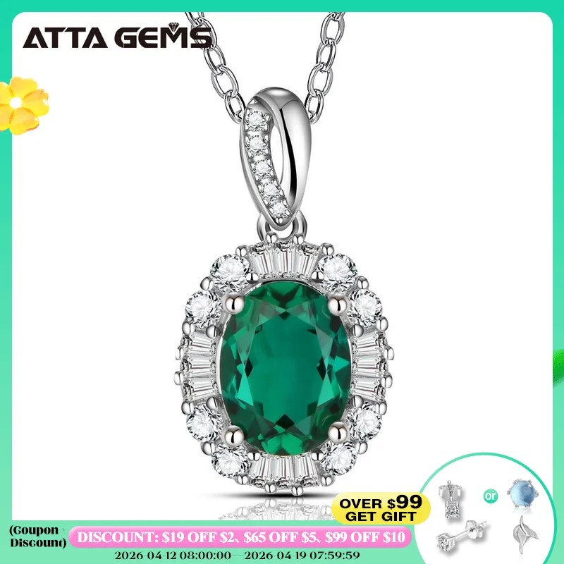 

1.0 Carat Emerald Pendant Necklace for Women 925 Sterling Silver Jewelry Green Gemstone Necklace Anniversary Party Jewelry Gifts