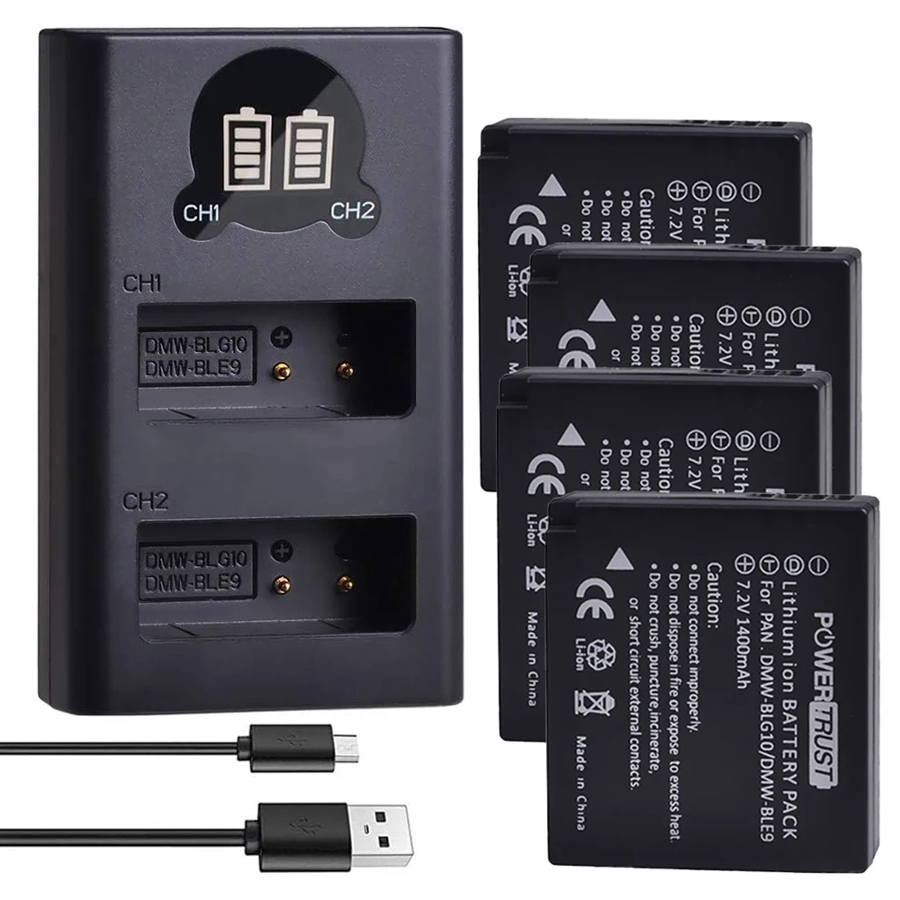 Lithium-Ion Battery Pack for Panasonic DMW-BLG10 BLG10E BLG10PP BLE9,Lumix DC-G100 DC-G100D,DMC-GF3 GX7 GX85 LX100 ZS60 Cameras