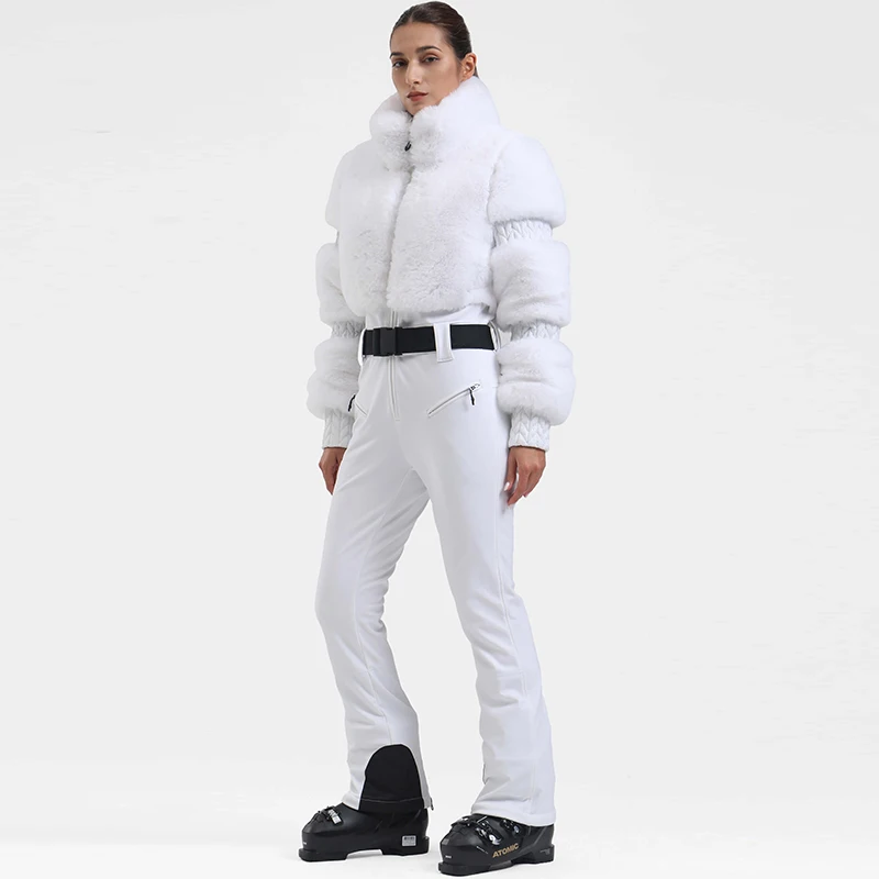 女性の人工毛皮パッチワークジッパージャンプスーツスリムフィット暖かい冬服通勤コート 2025 女性の新しいファッション服