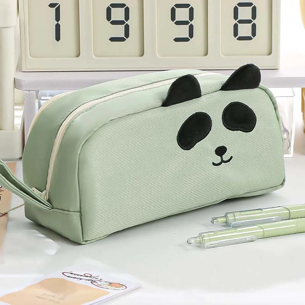 Large Capacity Capybara Pen Case Black Cat Panda Desktop Organizer Panda Pen Holder Stationery Capybara Cartoon Pencil Box