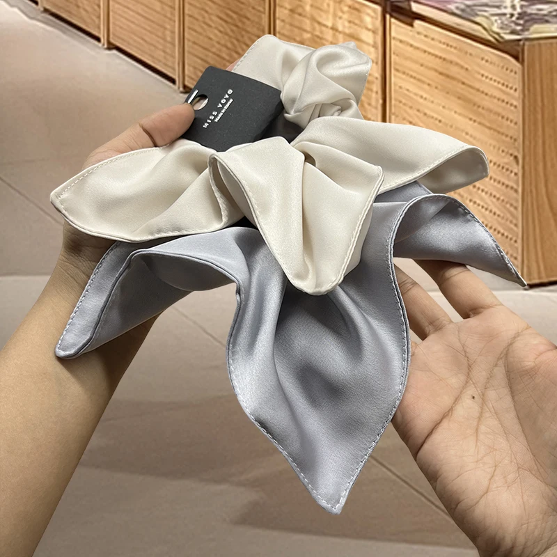 وشاح مربع من الحرير الكوري، عصابة رأس، حبل شعر، عصابة رأس بأربعة زوايا للفتيات، شعور فرنسي راقي، طوق سجق سمين #1