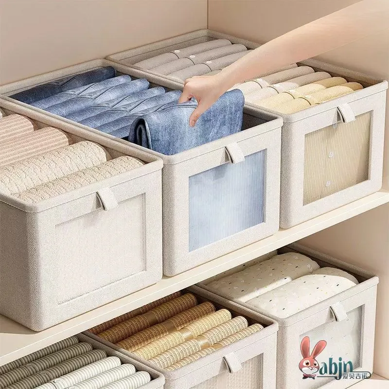 Japanese Style Foldable Cloth Art Storage Box Home Clothes Pants Organizer Multi-Layered Wardrobe Dividers Durable Bins