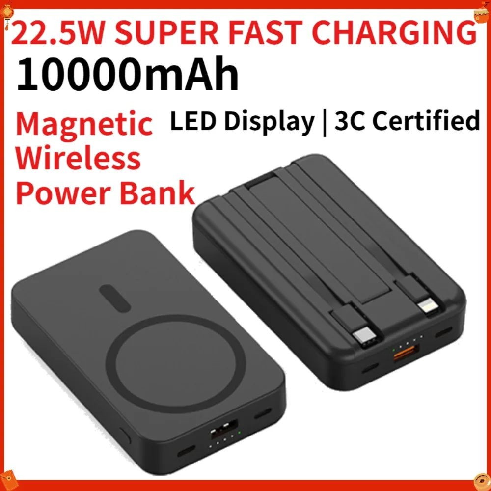 22.5W Super Fast Charging Magnetic Power Bank 10000mAh Portable Wireless Charger with LED Display for iPhone 16 15 14 Samsung