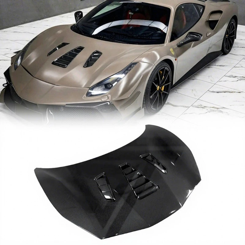 Cofano in Fibra di Carbonio Personalizzato per 488 GTB 2015-2020, Copertura Motore Stile Challenge Evo Modena
