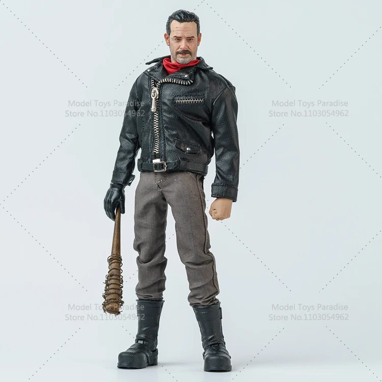 1/12 Scale Negan Blcak Zipper Leather Jacket Grey Straight Pants Men Soldier Clothes Fit 6inch Nottaa Action Figure Body