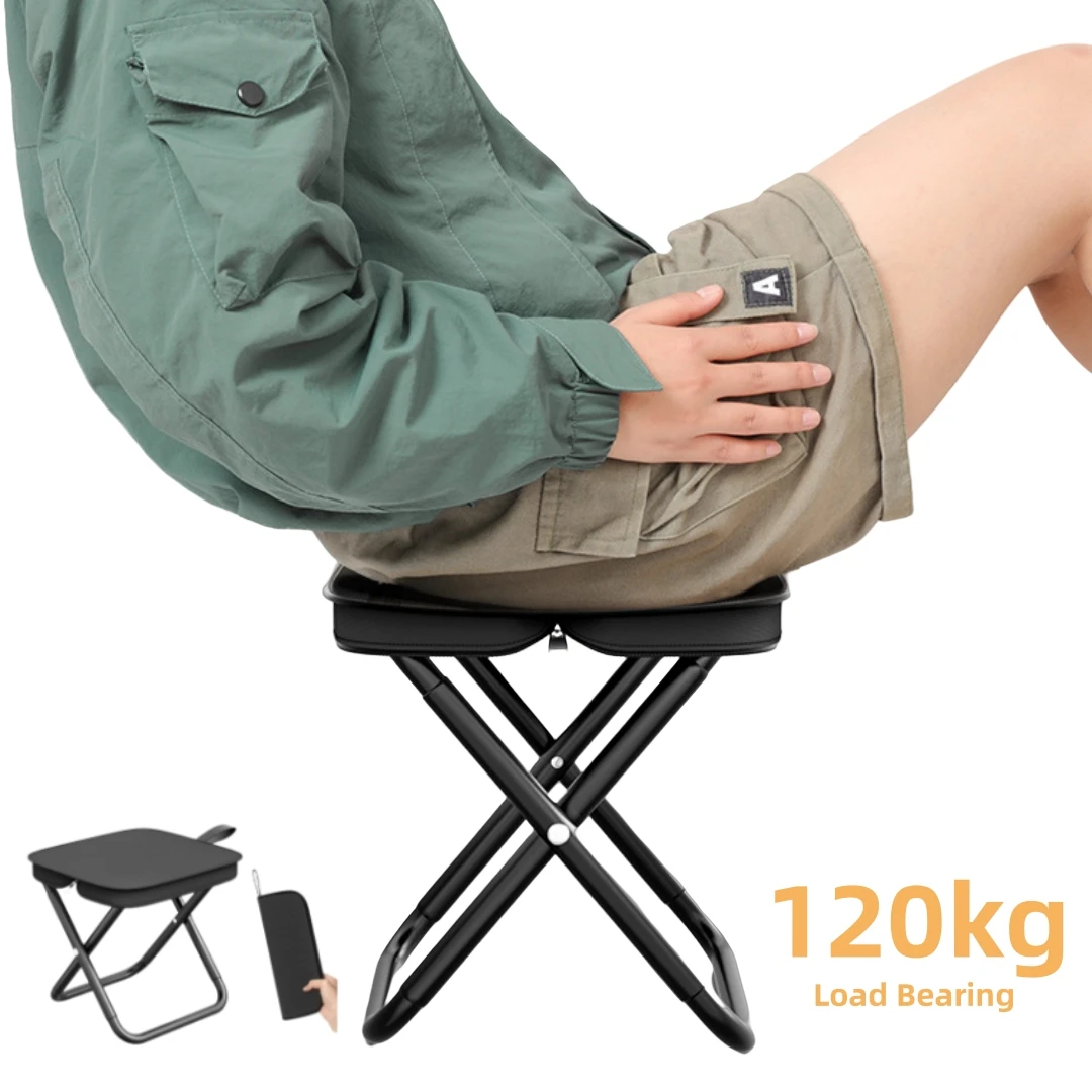 2pcs Portable Multifunctional Outdoor Picnic Camping Folding Chair, Ultra Light Fishing Stool, Travel Stool, Fishing Accessories