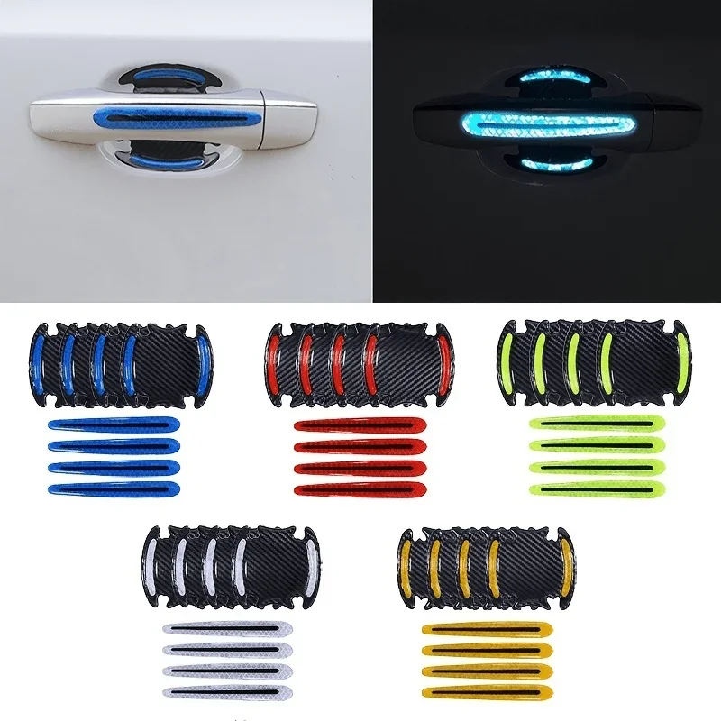 

Car door handle sticker anti-scratch handle Door bowl sticker decorative carbon fiber reflective protective film anti-collision