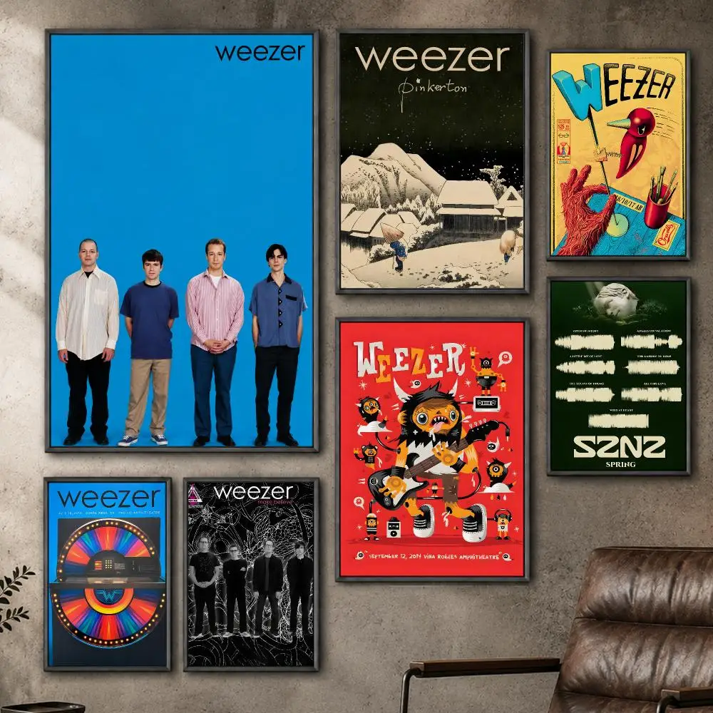 Band Weezer Alternative Rock Blue Album Retro 90s Poster  PP Self Adhesive Home Garage Dorm Bar Wall Decor Aesthetic Retro Gift