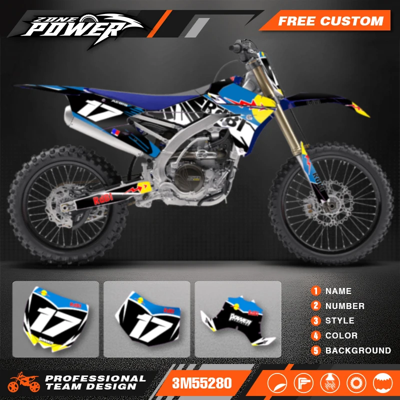 Powerzone For YAMAHA 2014-2018 YZF250 2015-2019YZF250X WRF250 2014-17 YZF450 Custom Backgrounds Graphics Decals Sticker Kits 42