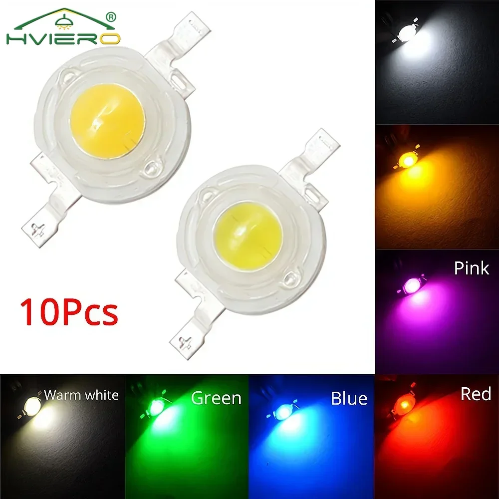 

10Pcs DC 3V 3W High Power Light-Emitting Diode LEDs Chip SMD Lights Bead Emitter White Red Green Blue Yellow Bulb Diodes Lamps