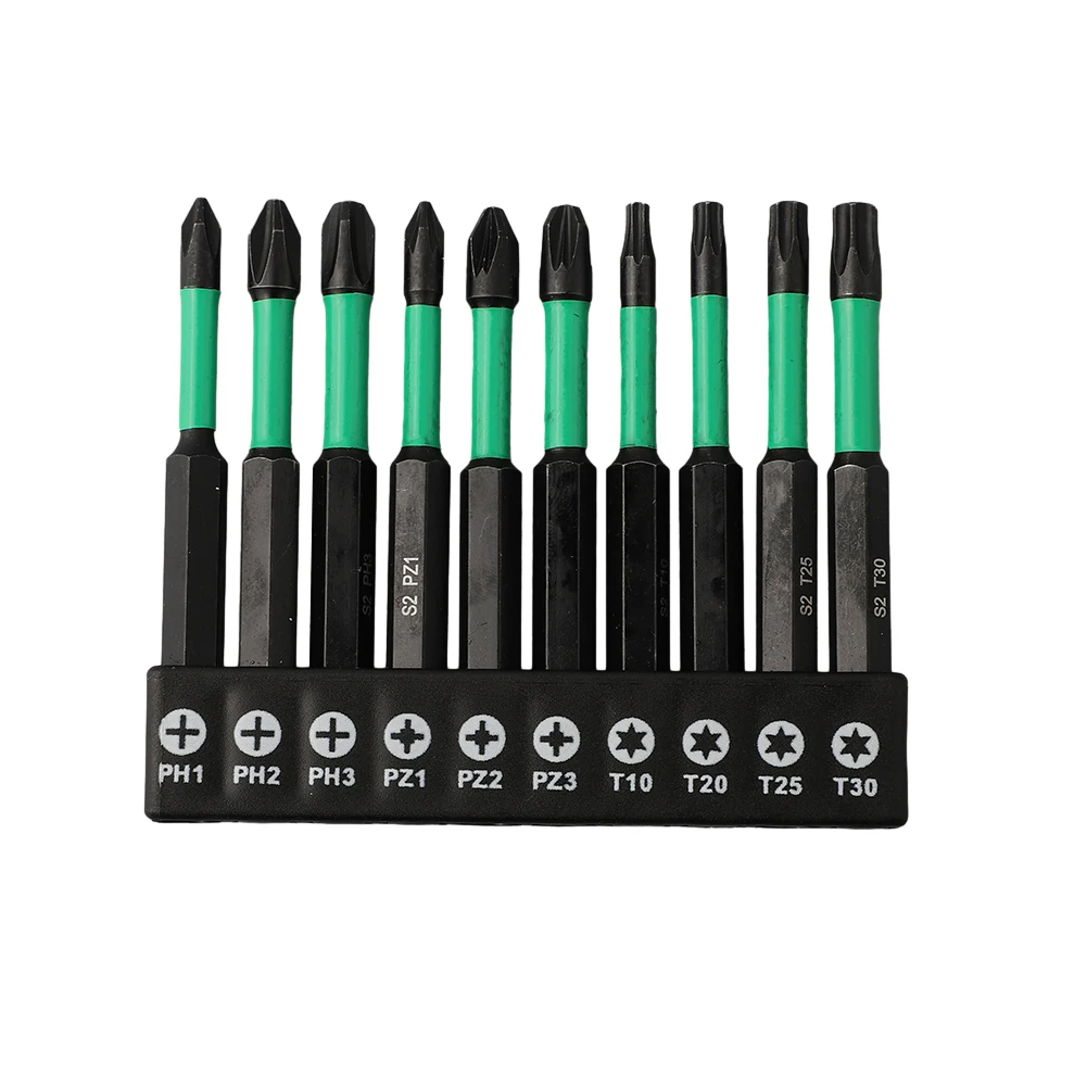 

10pcs/set Magnetic Batch Head Cross Screwdriver Non-Slip High Hardness Impact Drill Bit PH2 PZ2 T20 T25 Hand Tools