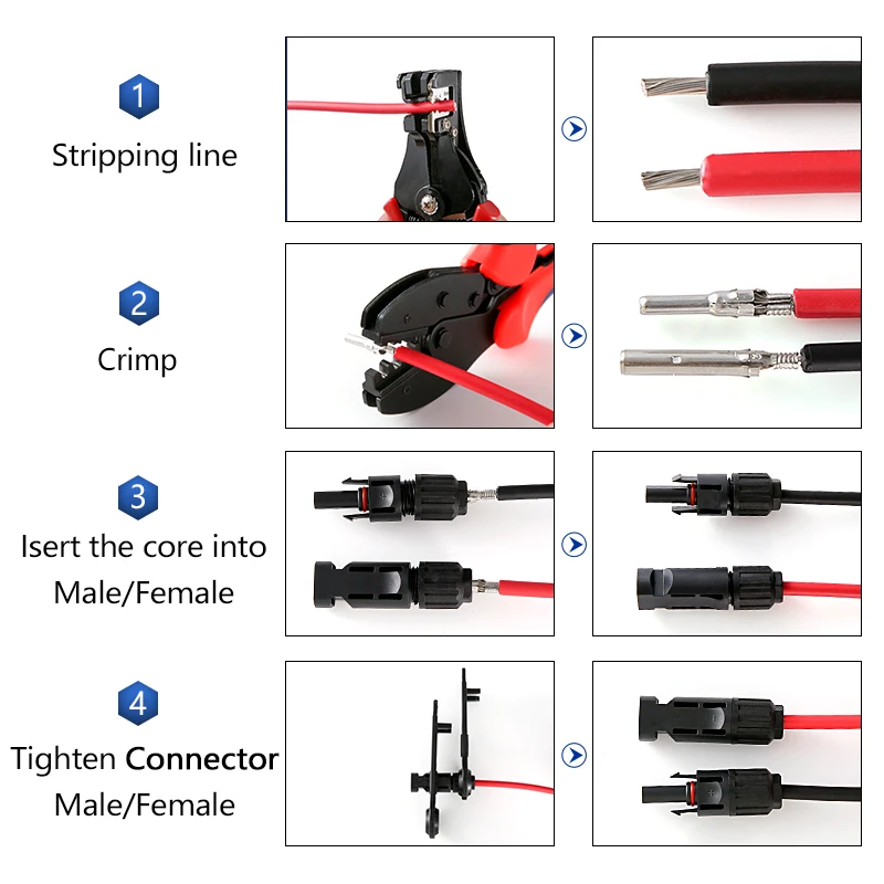 Strumento di crimpatura pinza per connettori solari per 2.5/4/6 mm2(14-10AWG) pinza a crimpare spelafili PV Connector Wrench