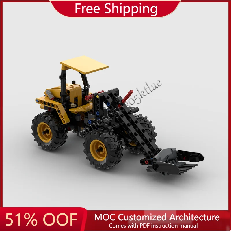 

215 Parts Yellow Engineering Wheel Loader With Manure Fork Building Block Model DIY Assemble Brick Toy For Kids Creative Gifts