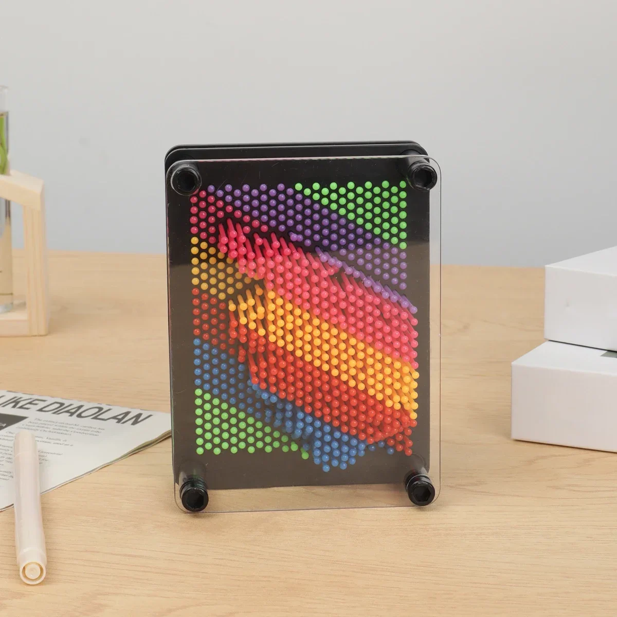 1pc-modelo de mão criativa 3d multi-variável agulha pintura arco-íris, plástico quadrado mão impressão modelo decoração de escritório