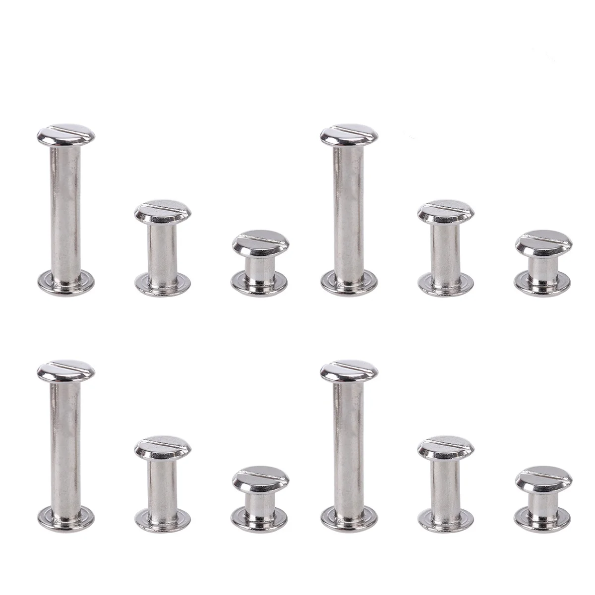 

60pcs Screw Post Kit 10Mm Diameter Steel Binding Screws For Bookbinding Silver Flat Head Fasteners 6Mm 12Mm 25Mm Length Nut