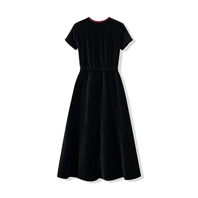Schabbat-Kleid für Teenager/Frauen, Winter-Robe mit Kurzen Ärmeln, 2 Kordelbändern, Mädchen Schwarzes Velours-Kleid, Größen XS-XXXL – Detail 10