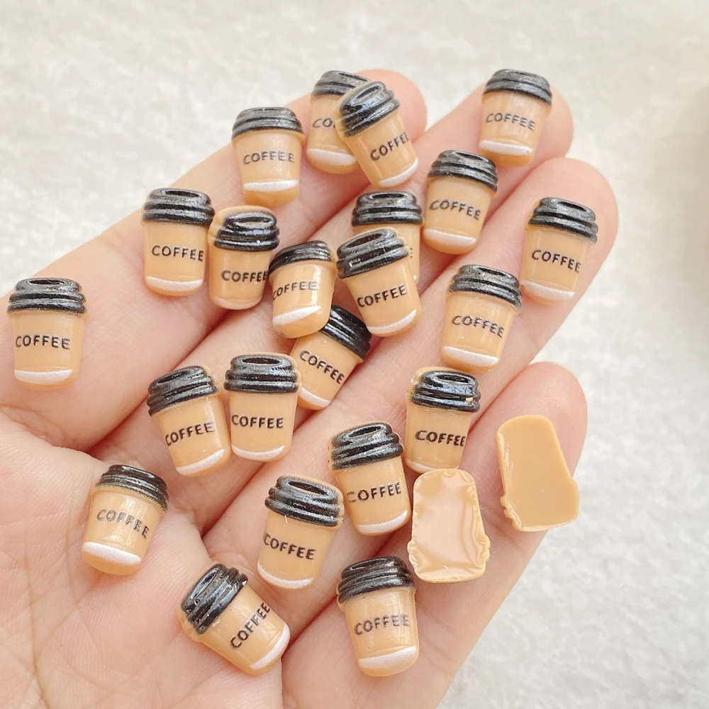 50Pcs Mixed Nail Art Resin Cartoon Mini Coffee Cup Series Charms Rhinestones DIY Craft For Nail 3D Decorations Jewelry