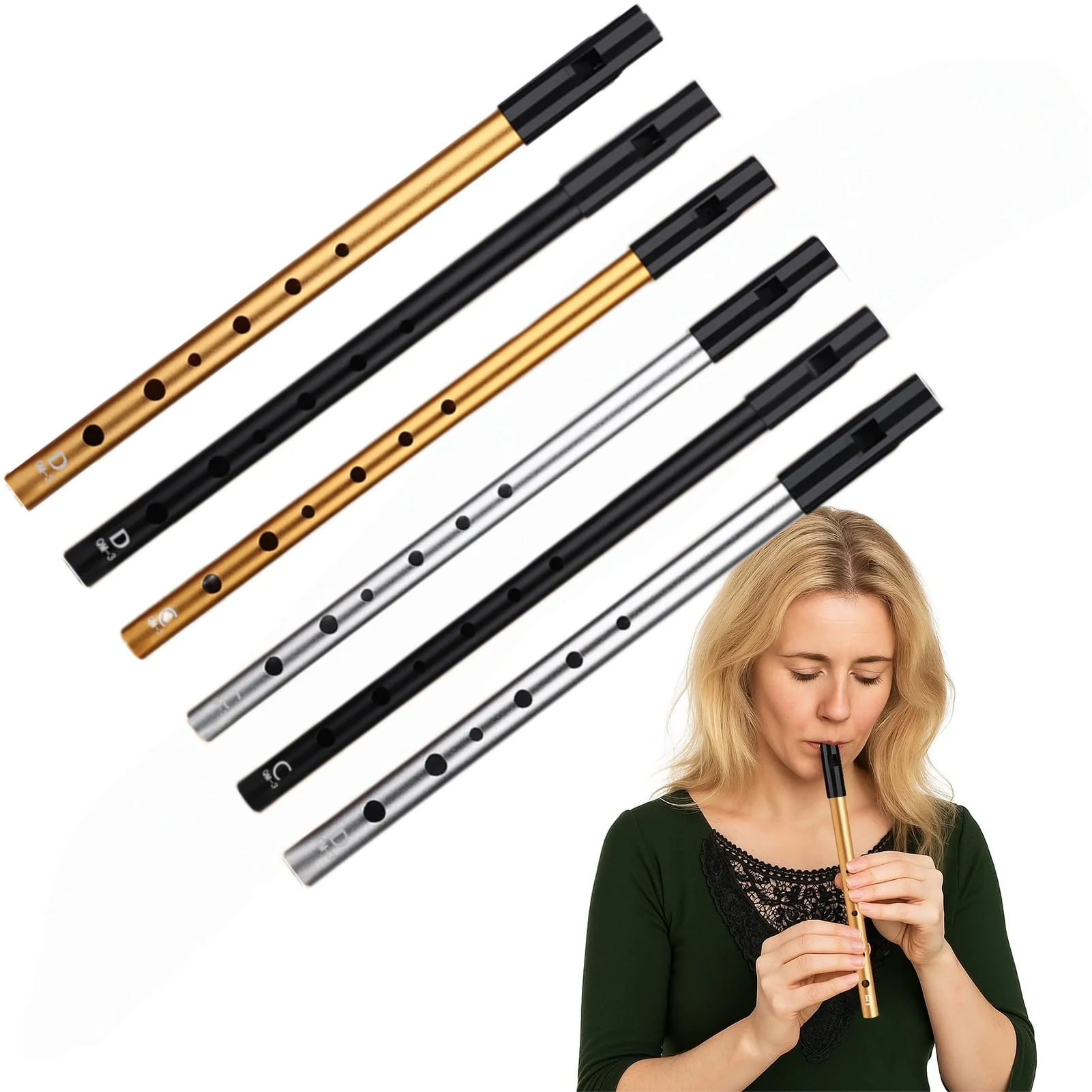 sweet flAuthentic Irish Whistle w/6 Holes Flute C/D Key Folk Sound Durable & Lightweight for Outdoor Play Easy-to-Play Beginners