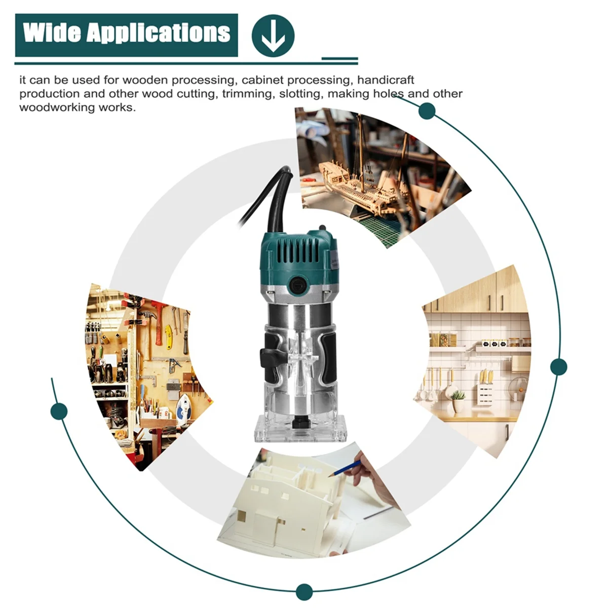 Router elettrico per legno Trimmer Lavorazione del legno Fresatura Incisione S Strumenti di vendita calda ge Spina UE