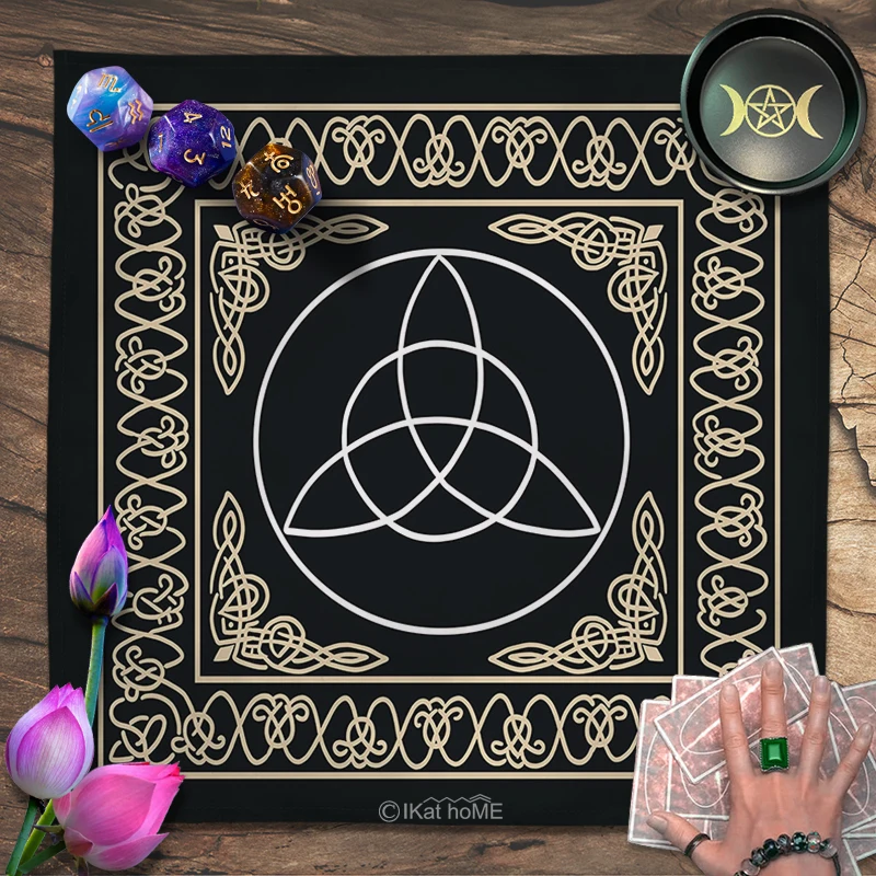 Spiritual Tarot Tablecloth Celtic Knots Velvet Altar Cloth Spread Oracle Card Pad Pagan Witchcraft Astrology Supplies Non Slip