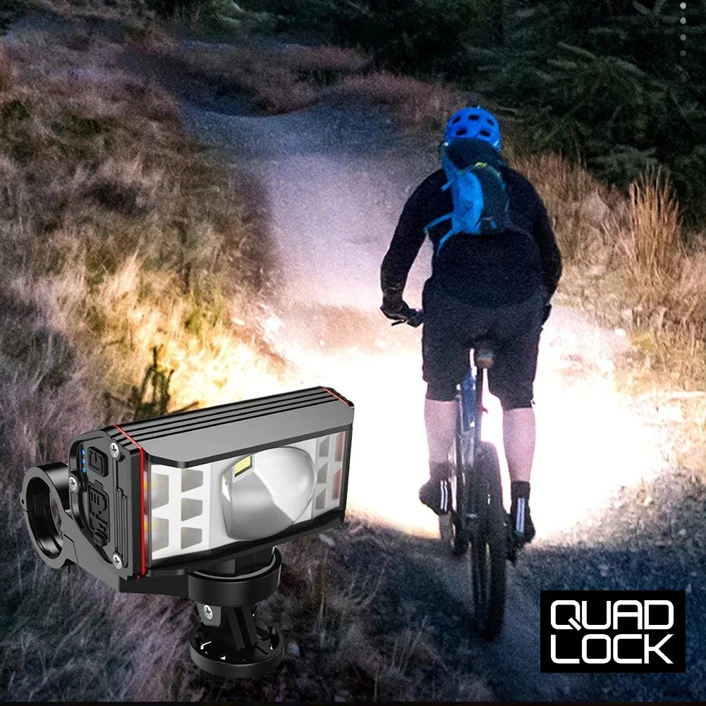 

QUAD LOCK LED Bike Handlebar Flashlight USB Rechargeable Cycling Flashlight Waterproof Mountain Bike Lamp Bicycle Accessories