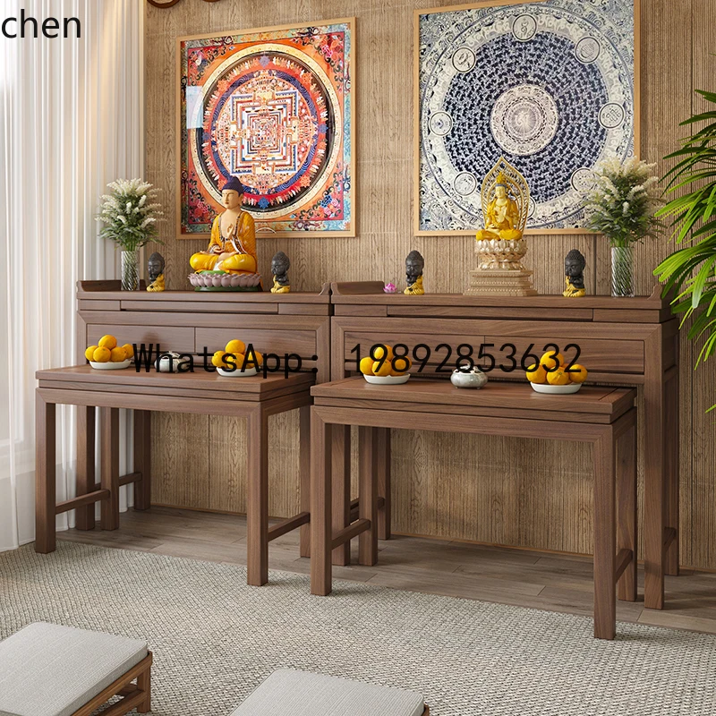 FG-27 black walnut Buddhist table serving table household table simple gongtai Shentai Buddhist hall incense case