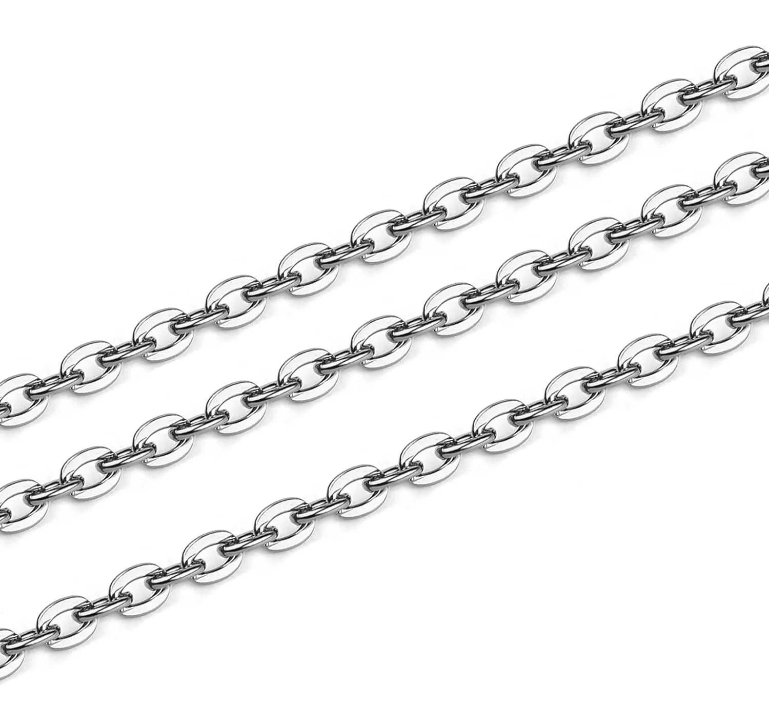 100M 304 Stainless Steel Chain 1.2mm/1.5mm/2mm/2.5mm Flat Cable Link Chain Bulk For Jewelry Making DIY Craft