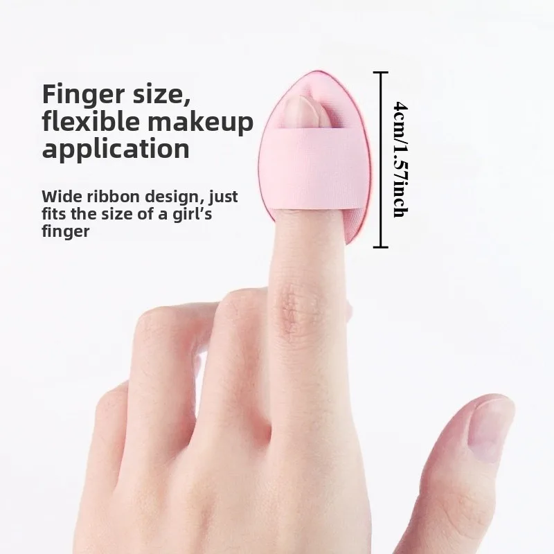 Mini esponja de maquillaje para dedos, forma de gota de agua para crema BB, cojín compacto, corrector, 6 uds. Licuadora cosmética de doble uso seca y húmeda.