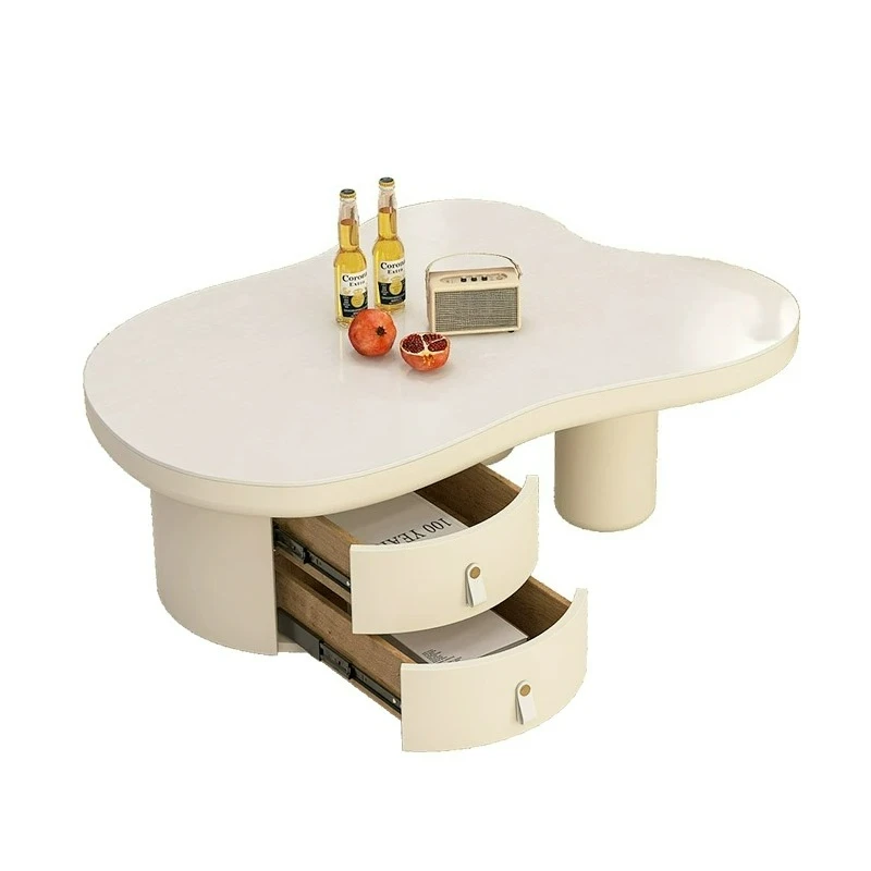 

Customizable White Cream Wind Cloud Coffee Table Irregular Household Living Room Small Apartment Coffee Table