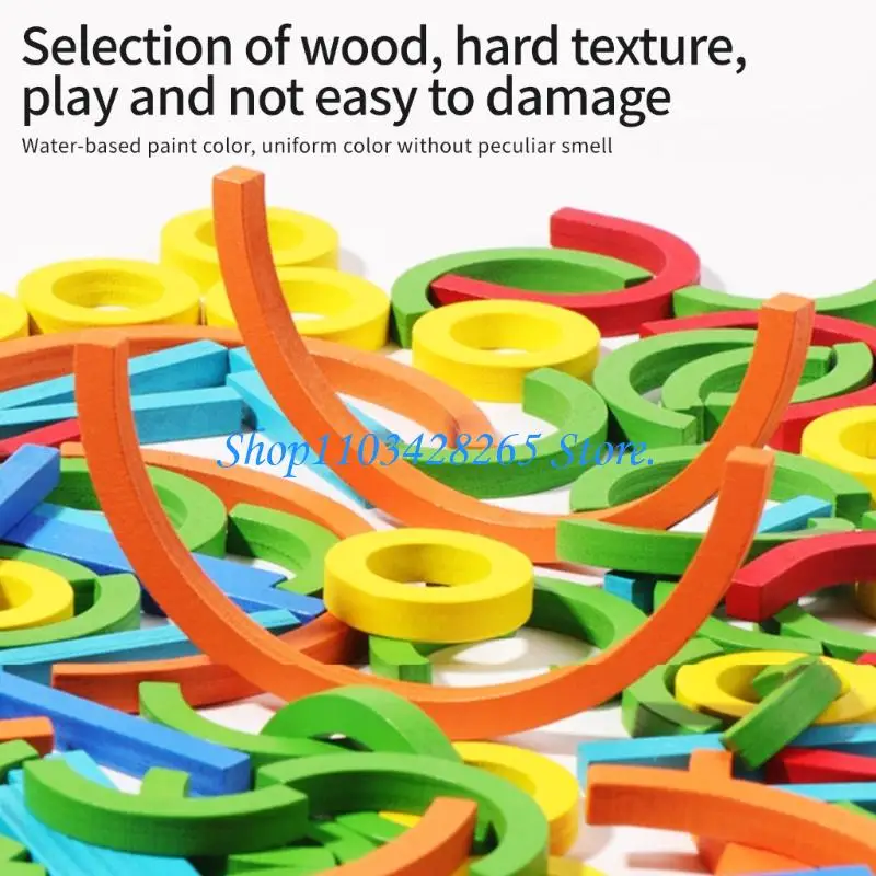 مجموعة مكعبات العصي وحلقات القوس للأطفال الصغار، لعبة ممتعة للتعرف على أشكال الألوان G2TE #5