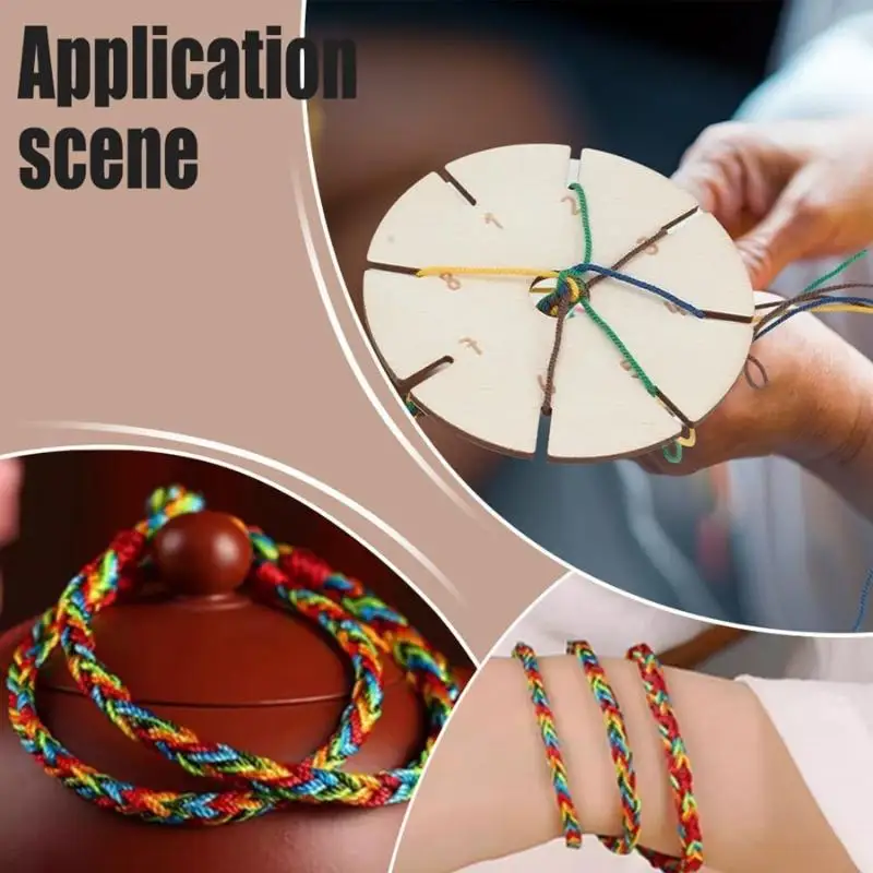 1 Stück/4 Stück Armband-Webplatte, geflochtene Scheibe in Blumenform, Holzplatte für Armbandflechtarbeiten, Webwerkzeug, Perlenschnur-Scheibe – Detail 4