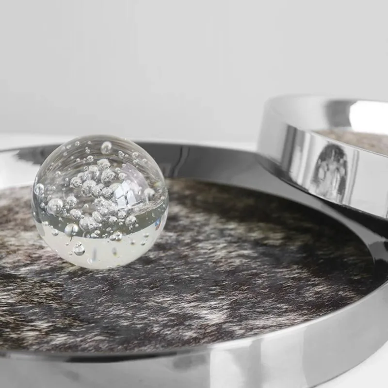 صينية مستديرة، صينية تخزين شعر الخيل، زخرفة صينية من الفولاذ المقاوم للصدأ