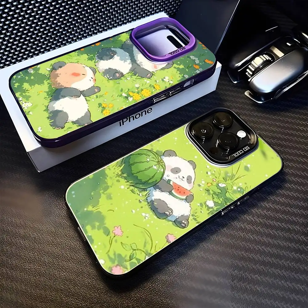 

The Mellow Panda Lying grass Phone Case For iPhone17,16,15,14,13,12,11 Plus,Pro Max Purple Matte Shockproof Cover