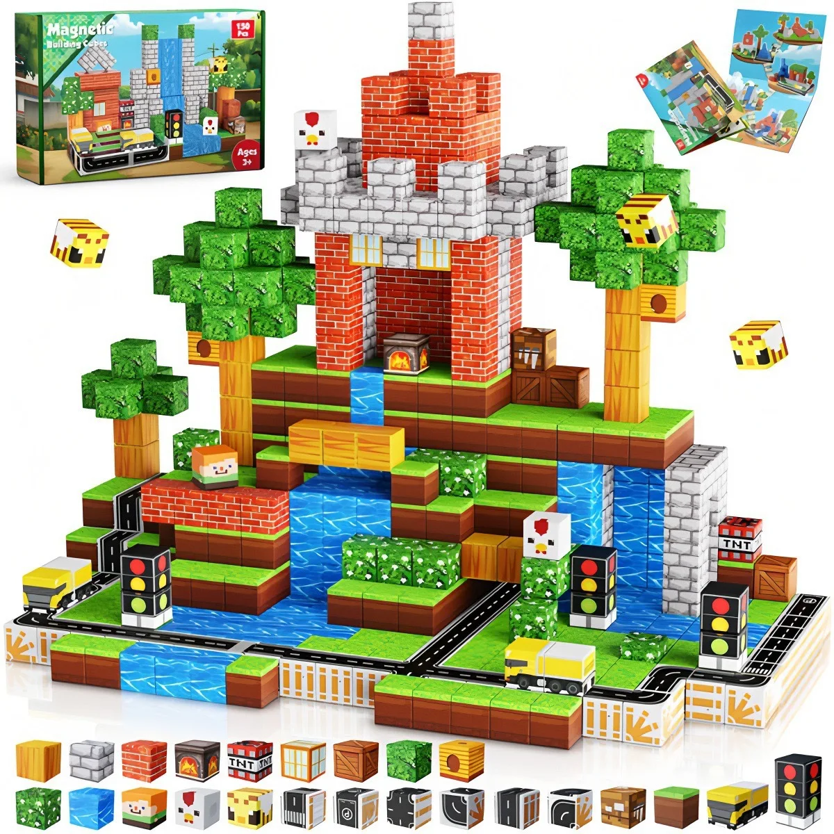 บล็อกแม่เหล็ก STEM Montessori - ชุดสร้างฐานทัพทหารสำหรับเด็ก ของเล่นเสริมพัฒนาการ ของขวัญคริสต์มาส