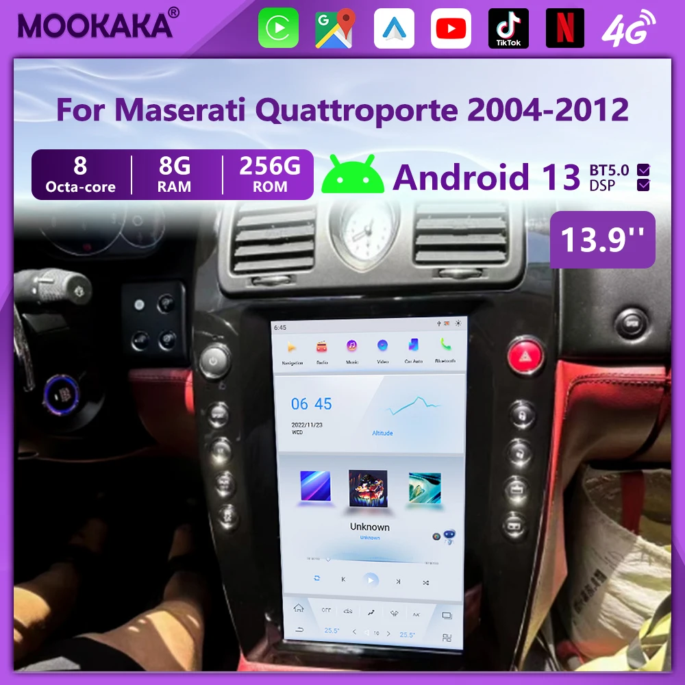 

13.9'' Android Qualcomm Vertical Style Car Radio For Maserati Quattroporte 2004-2012 GPS Navigation Multimedia Player Head Unit