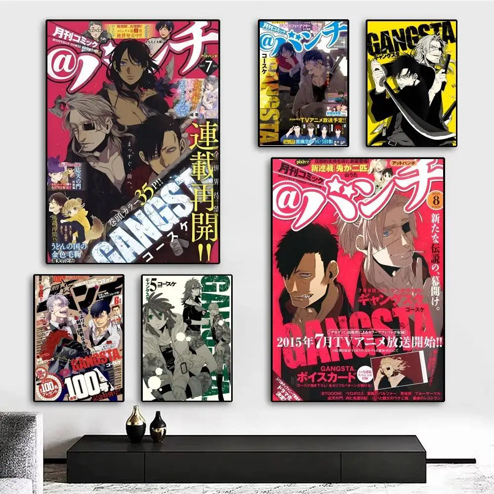 1pc Japanese Comics GANGSTA Anime Poster Sticker Print Waterproof Wall Art For Living Room Bedroom Home Decor