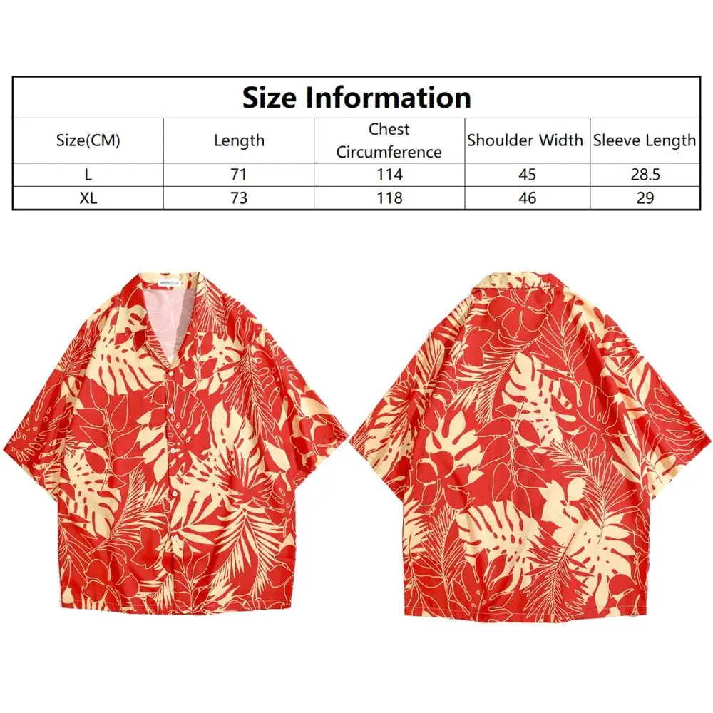 Vintage Flower Printed Hawaiian Shirt Short-sleeved Single-breasted Beach T-shirt Animal Summer Holiday Plant Shirt Masquerade