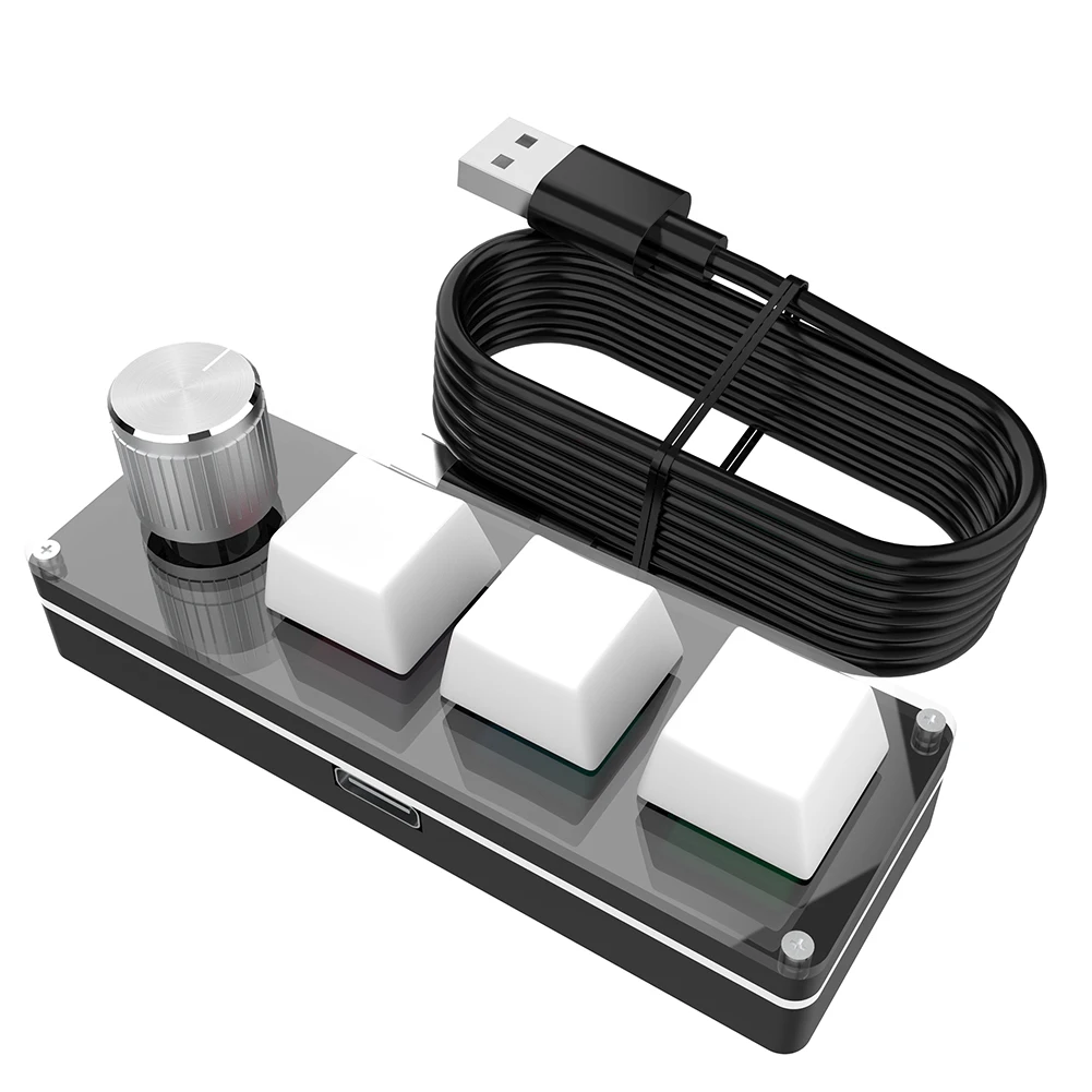 Macro Mechanical Keyboard RGB Mini Gaming Custom Programming Red Switch 3 Keys 1 Knob 2.4G Wireless Bluetooth Knob Keypads