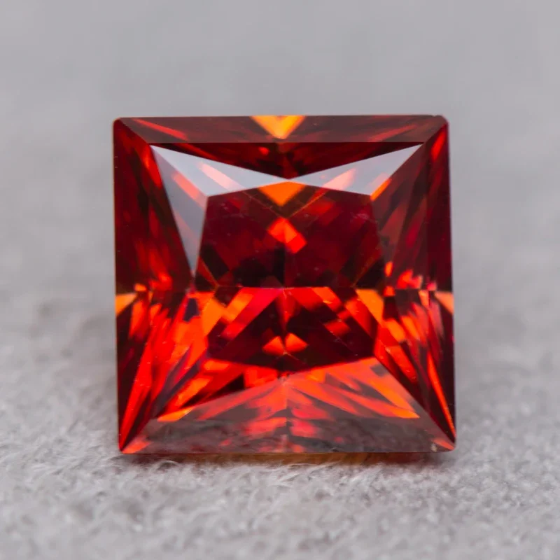 

Moissanite Princess Cut Garnet Red Color Charm Gem Lab Created Gemstone Jewelry Diy Making Materials with GRA Certificate