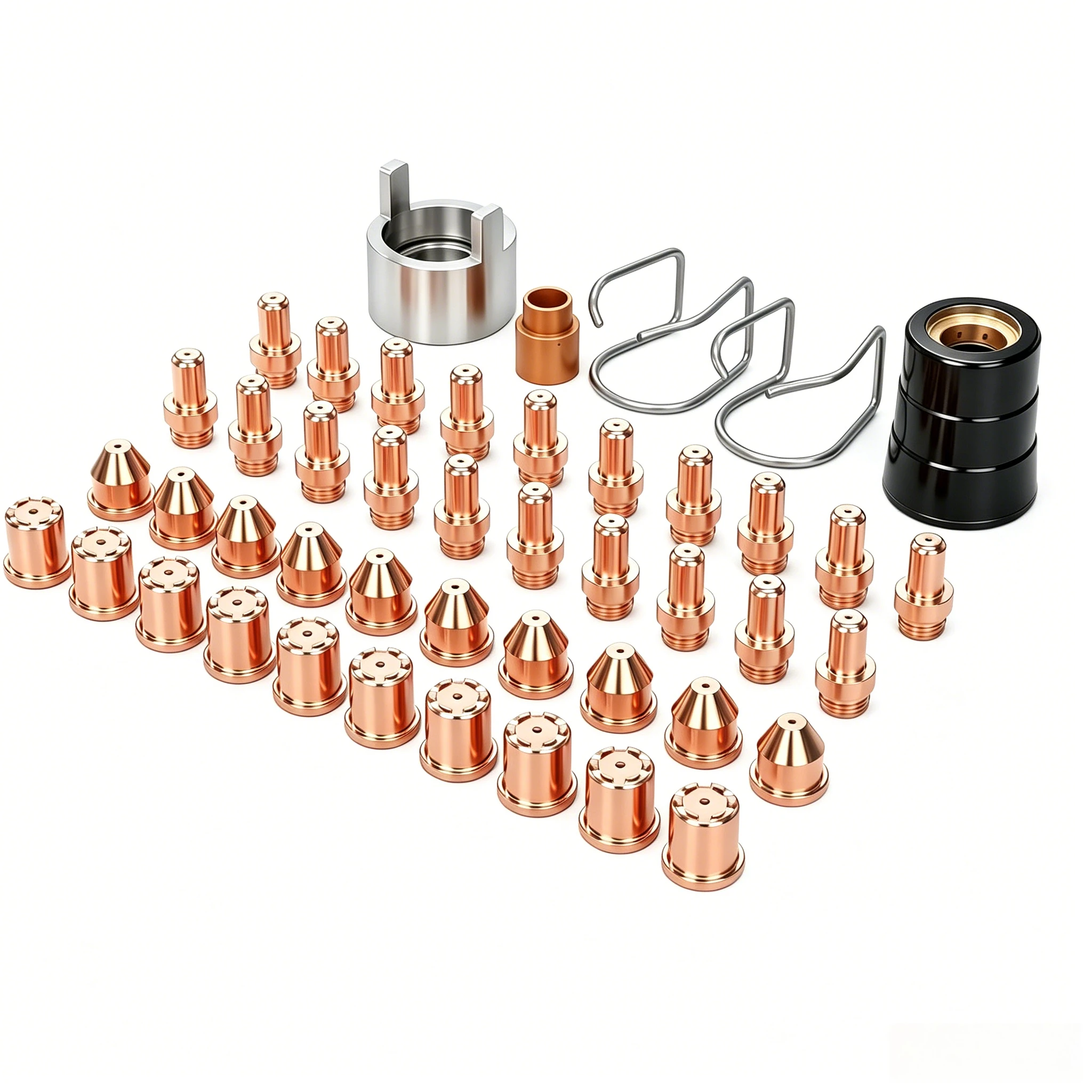 45PCS Plasma Torch Consumables 14344 Electrode 12814 Nozzle 40-60A, Swirl Ring Shield Cup for CB70 LT70 CP70 P70 Torch