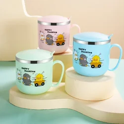 Baby Cartoon Rabbit Water Cup Children's Drinking Water Straw Cup Outdoor School Portable Stainless Steel Drinking Water Cup