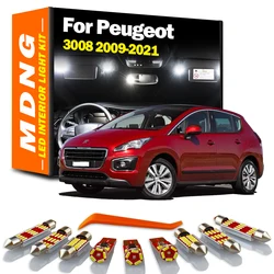 Canbus LED Interior Sun Visor Light Car Bulbs Kit For Peugeot 3008 2009-2015 2016 2017 2018 2019 2021 Reading License Plate Lamp